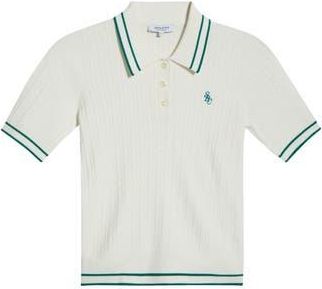 Sporty & Rich Mini Cable Polo Top in White/Alpine at Nordstrom Rack, Size X-Large