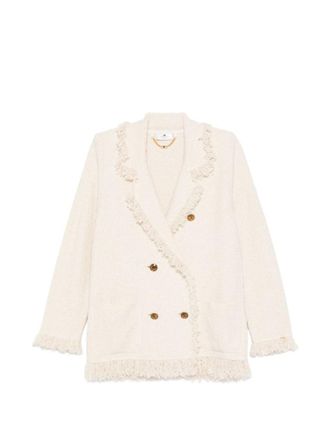 Elisabetta Franchi Off White Shawl Lapel Blazer