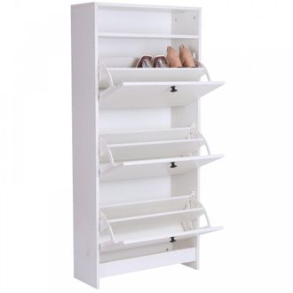 HOMCOM Shoe Storage Cabinet - 3 Drawers - Chipboard-White - Home Living | TJ Hughes White