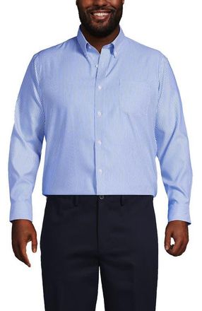 Lands End Traditional Fit Solid No Iron Supima Pinpoint Buttondown Collar Dress Shirt in Light French Blue at Nordstrom, Size 14.5 - 32