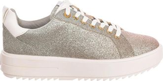 Michael Kors Glitter Sneakers Ronde Teen Met Veters en Rubberen Zool - Dames - Sneakers - Grijs - 40 EU - Katoen - Schoenen
