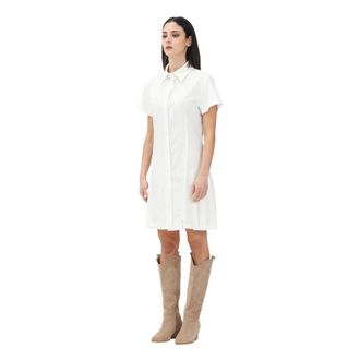 Hinnominate Shirt Dresses, female, White, Size: S White Short Dress Minimal Design