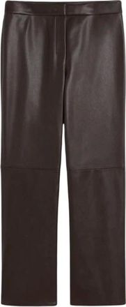 Max Mara Broeken, Dames, Bruin, M, Leer, Broek met Rechte Pijpen van Kunstleer