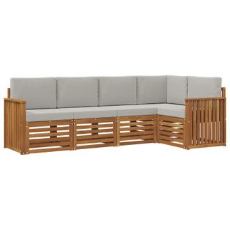 vidaXL Conjunto De Sof&aacute; Seccional Con Coj&iacute;n 5 Pcs Gris Natural Y Claro Vidaxl