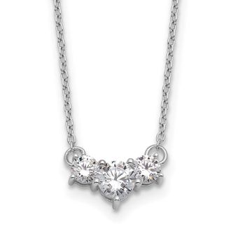 Diamond2Deal 14K White Gold 3/4 Ct Lab Grown Diamond 3 Stone Pendant Necklace 18 Clarity VS, Color G-H