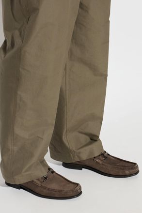 Ferragamo Grandioso Suede Loafers, Mens, Brown