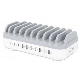 Manhattan 10-port Usb-ladestation 120w Wei&szlig;/grau