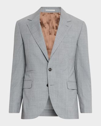 Brunello Cucinelli Men & apos;s Sharkskin Virgin Wool Single-Breasted Blazer