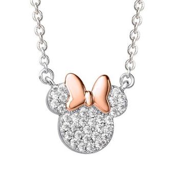 Disney Minnie Mouse Cubic Zirconia Pendant Necklace, 16+2 in Silver at Nordstrom