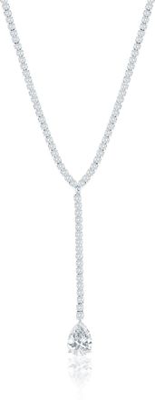 Suzy Levian Sterling Silver Gala Red Pear-Cut & White Cubic Zirconia Lariat Tennis Necklace