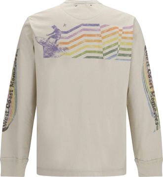 Golden Goose Mens Asymmetric Print Sweatshirt Dark Heritage White Cotton Sweatshirts Sweater