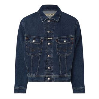 Replay Mens Comfort-Fit Jacket in Blue Cotton - Size X-Large