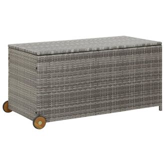 Berkfield Home Garden Storage Box Light Grey 120x65x61 cm Poly Rattan | Size: 120 x 65 x 61 cm