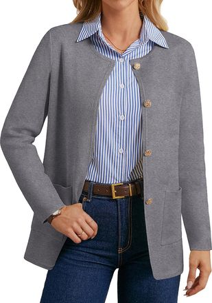 Grace Karin Womens Winter Regular Fit Cardigan Button up Long Sleeve Coatigan Sweater Gray 2XL
