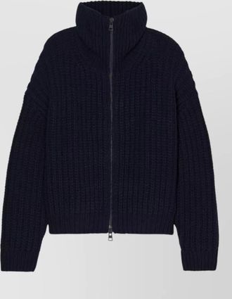 Closed wool chunky-knit high-neck zip cardigan