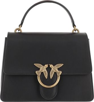 Pinko Black Love Birds Buckle Leather Shoulder Bag