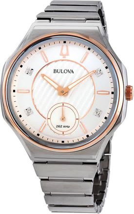 Bulova CURV Quartz Diamond Silver Dial Ladies Watch 98P182