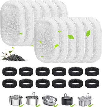 OEM Filtros Para Bebederos De Gatos, 24 Filtros Para Bebederos De Gatos, 12 Filtros Para Bebederos De Gatos Y 12 Esponjas Para La Bomba