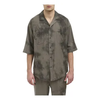 Andrea Ya'aqov Short Sleeve Shirts, male, Gray, Size: L Camicia in cupro e cotone