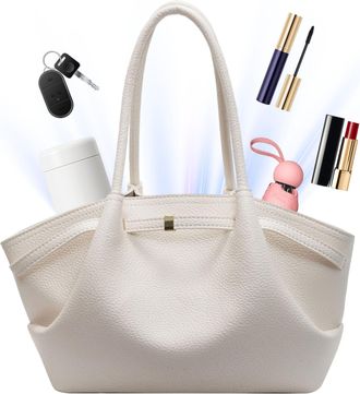 Generic Cymwer Women PU Leather Solid Color Shoulder Bag for School Work Daily Use (Black)