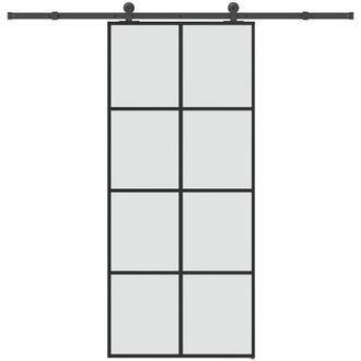 vidaXL Vidaxl - Puerta Corredera Con Set Herrajes Vidrio Esg Aluminio 90x205 Cm