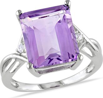 Mimi & Max 5 7/8 CT TGW Emerald Cut Amethyst White Topaz Ring in Sterling Silver