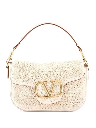 Valentino Garavani VLogo All Time Flap Crochet Leather shoulder bag - Toni neutri