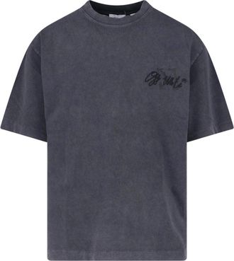 Off-white Black Cotton Washed Logo T-Shirt