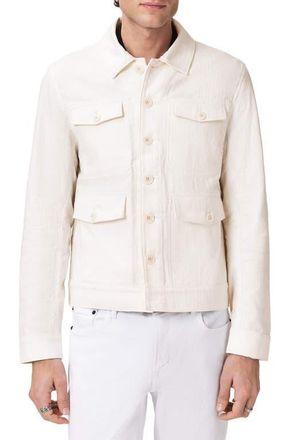 John Varvatos Briggs Textured Cotton Trucker Jacket in Ivory at Nordstrom, Size 50