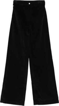 Emporio Armani Broeken, Dames, Zwart, W31, Katoen, Zwarte Ribfluwelen Knoopsluiting Jeans