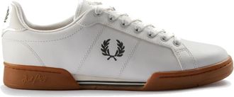 Fred Perry Leren Tennissneaker met Contrast Hak en Afwerking - Heren - Sneakers - Wit - 44 EU - Leer - Schoenen