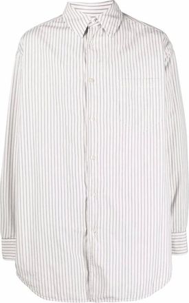 Maison Margiela Casual Shirts, male, White, S, Vertical Stripe Print Padded Shirt
