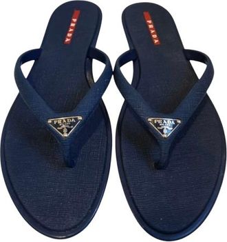 Prada Navy Rubber Thong Flats Size 37