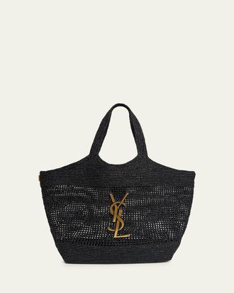 Saint Laurent Icare Medium Crochet Raffia Tote Bag