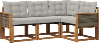 vidaXL Conjunto De Sof&aacute;s De Exterior 4 Uds. Natural Y Gris Claro Vidaxl
