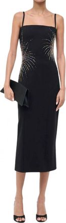 Staud Britney Midi Dress In Black Firework