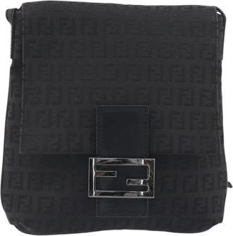 Fendi Zucchino Canvas Black Canvas Handbag (Pre-Owned)