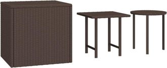 vidaXL Garden Side Tables 3 pcs Brown Poly Rattan Vidaxl