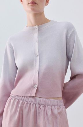 Mango Gradient Crop Cotton Cardigan in Lilac at Nordstrom, Size Small
