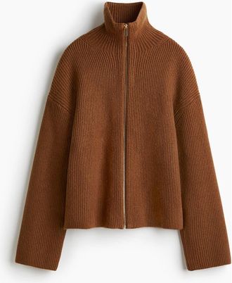 H&M Zip-through Cardigan in Brown at Nordstrom, Size Xx-Small