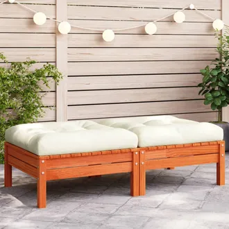 vidaXL Reposapi&eacute;s Jard&iacute;n Cojines 2 Uds Madera Maciza Pino Marr&oacute;n Cera Vidaxl