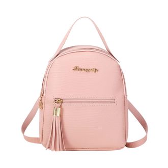 Generic Backpack New Pattern Fashion Tassel Decoration Practical Large Capacity Zipper Backpack School Backpack for Girls Kindergarten (Pink, One Size)