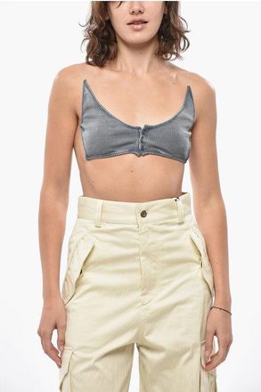 Y / Project Faded Effect Bralette Top with Invisible Straps and Open Bac size M