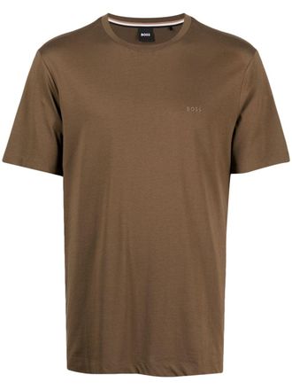 BOSS logo-print crew-neck T-shirt - men - Cotton - 3XL - Brown