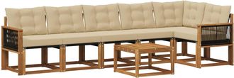 vidaXL Conjunto De Sof&aacute;s De Exterior 7 Uds. Natural Y Beige Vidaxl