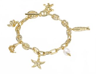 Kendra Scott Womens Parker Charm Bracelet In Gold Freshwater Cultured Pearl