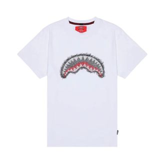 Sprayground T-Shirts, male, White, Size: XS Scribble Embroidery Shark Reg T-Shirt