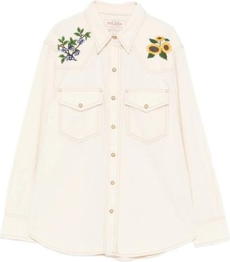 Filson Geborduurd Western Shirt - Dames - Overhemden - Beige - XS - Overhemden