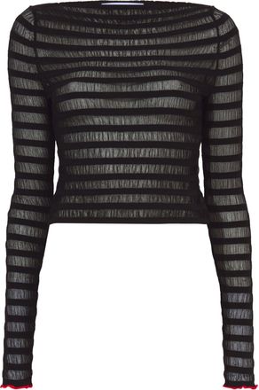 Proenza Schouler striped sheer top - women - Elastane/Polyamide/Polyester/Viscose - S - Black