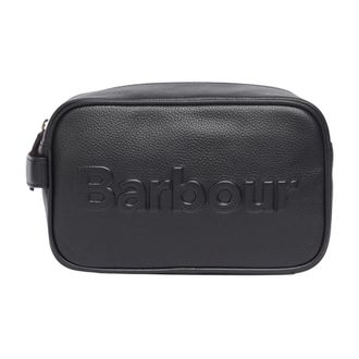 Barbour Pochette Logo Leren Washbag - Heren - Tassen - Zwart - Maat: ONE Size Leer